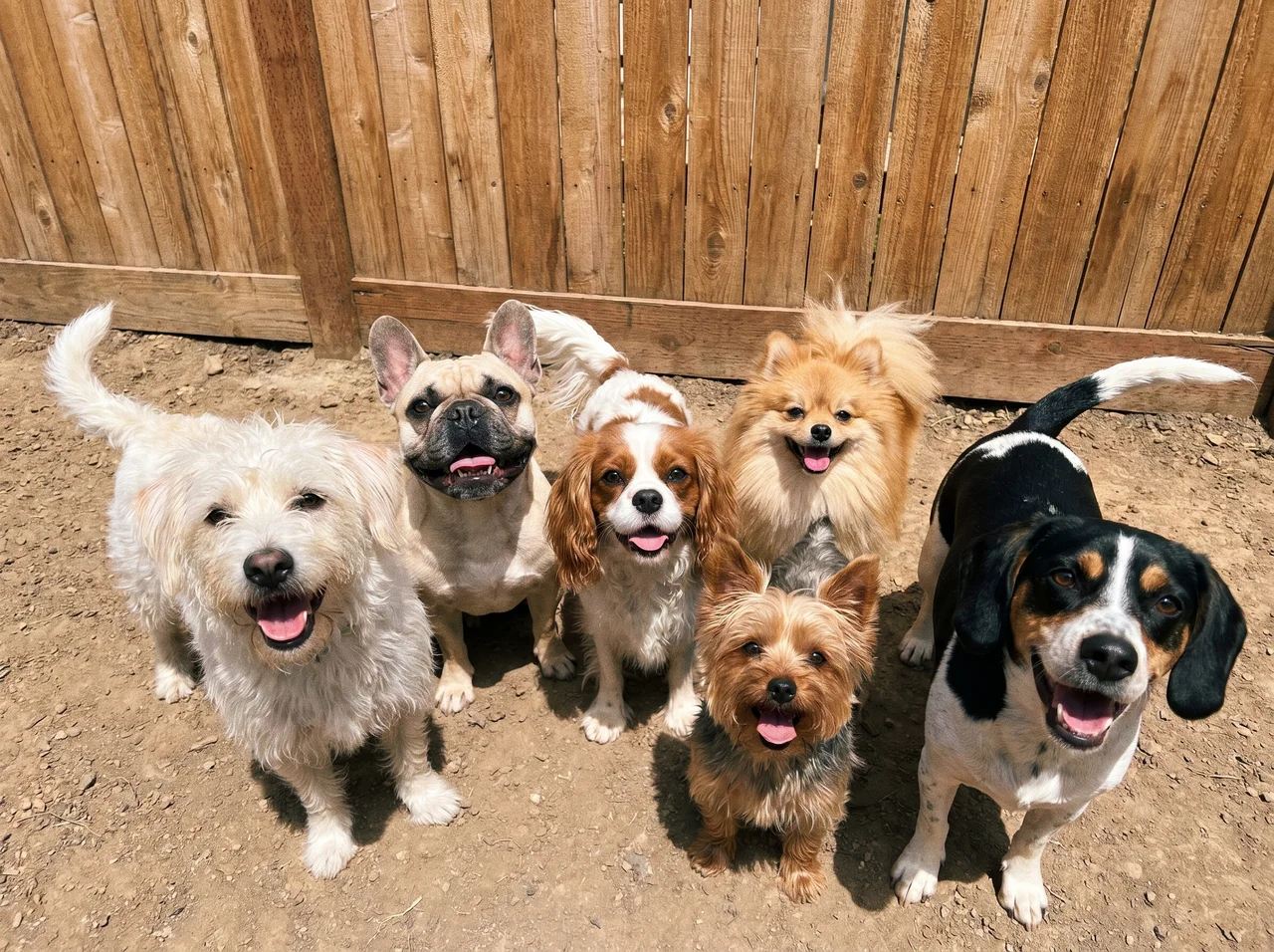 Small dogs playing on the small side at our Round Rock daycare